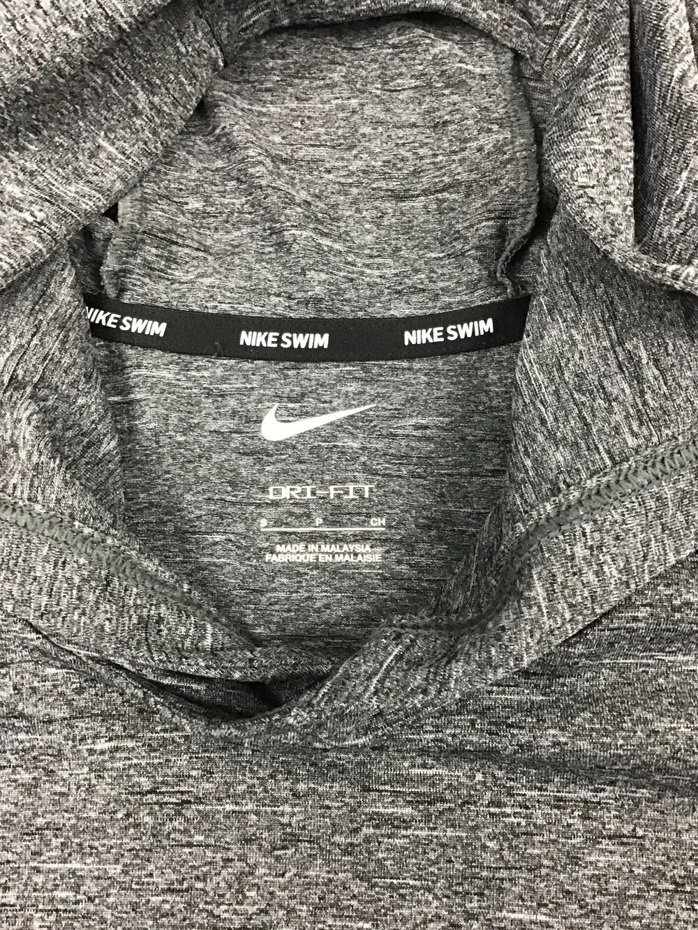 Nike Swim Shirt Men Small Gray Heather Long Sleeve Pullover Dri-FIT UPF 40+ Hood